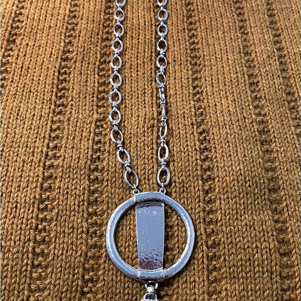 Chico’s Silver Circle Pendant Necklace